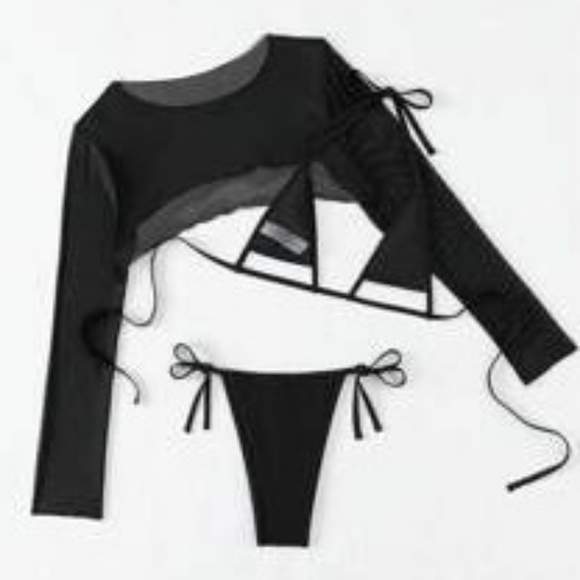 GREEN GLITTER TRIANGLE BIKINI WITH BEACH COVER SWIMSUIT BY SHEINSIZE XL (US 12- - Picture 4 of 8